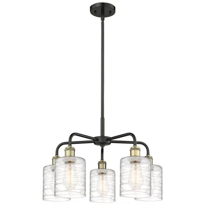 Innovations Lighting Cobbleskill 23"w 5 Light Black Brass Stem Chandelier W/ Deco Swirl Sha