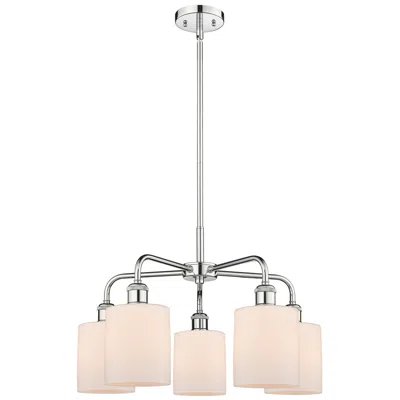 Innovations Lighting Cobbleskill 23"w 5 Light Polished Chrome Stem Chandelier W/ White Shad In Silver