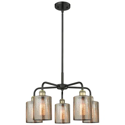 Innovations Lighting Cobbleskill 23"w Black And Brass 5-light Chandelier W/ Mercury Shade