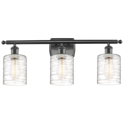 Innovations Lighting Cobbleskill 25"w Black 3-light Led Bath Light W/ Swirl Glass
