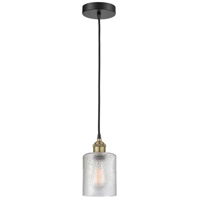 Innovations Lighting Cobbleskill 5" Wide Black Brass Corded Mini Pendant W/ Clear Shade