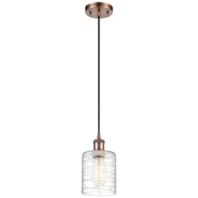 Innovations Lighting Cobbleskill 5" Wide Copper And Swirl Glass Mini Pendant