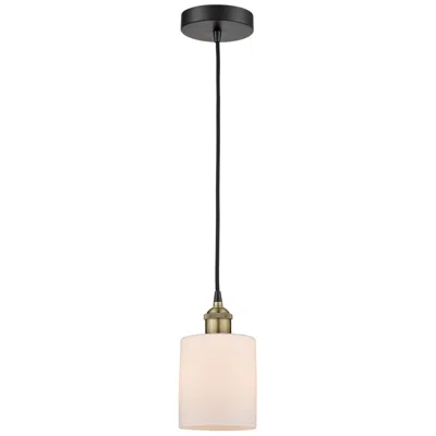 Innovations Lighting Cobbleskill 5"w Black Brass Corded Mini Pendant W/ Matte White Shade