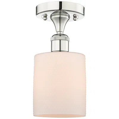 Innovations Lighting Cobbleskill 5"w Polished Nickel Semi.flush Mount W/ Matte White Glass