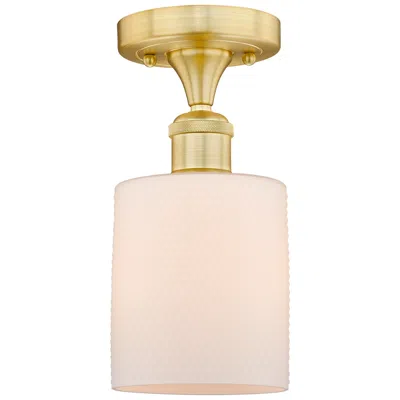 Innovations Lighting Cobbleskill 5"w Satin Gold Semi.flush Mount With Matte White Glass Sha