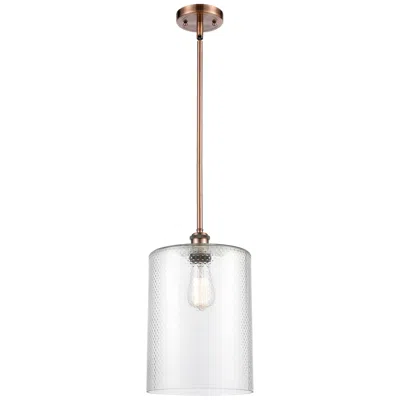 Innovations Lighting Cobbleskill 9" Antique Copper Stem Hung Mini Pendant W/ Clear Shade In Transparent