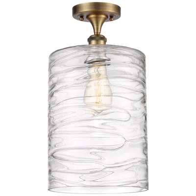 Innovations Lighting Cobbleskill 9" Brushed Brass Led Semi-flush W/ Swirl Shade