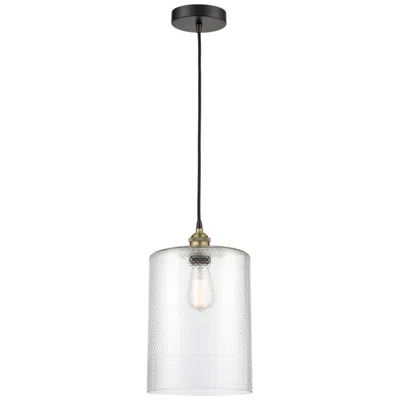 Innovations Lighting Cobbleskill 9" Wide Black Brass Corded Mini Pendant W/ Clear Shade
