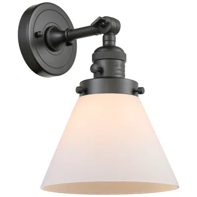 Innovations Lighting Cone 10" High Oil Rubbed Bronze Sconce W/ Matte White Shade