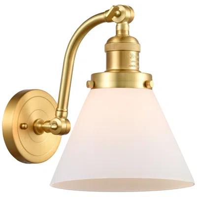Innovations Lighting Cone 11 1/2" Satin Gold Matte White Wall Light
