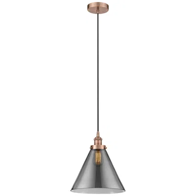 Innovations Lighting Cone 12" Antique Copper Mini Pendant W/ Plated Smoke Shade