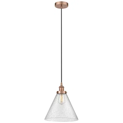 Innovations Lighting Cone 12" Antique Copper Mini Pendant W/ Seedy Shade