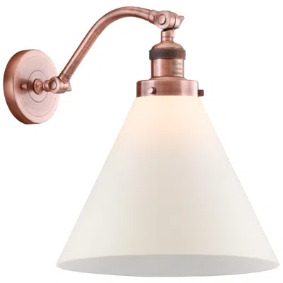 Innovations Lighting Cone 12" Antique Copper Sconce W/ Matte White Shade