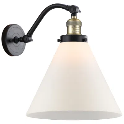 Innovations Lighting Cone 12" Black Antique Brass Sconce W/ Matte White Shade