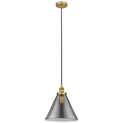 Innovations Lighting Cone 12" Brushed Brass Mini Pendant W/ Plated Smoke Shade