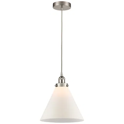 Innovations Lighting Cone 12" Brushed Satin Nickel Mini Pendant W/ Matte White Shade