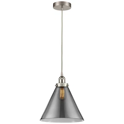 Innovations Lighting Cone 12" Brushed Satin Nickel Mini Pendant W/ Plated Smoke Shade