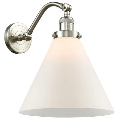 Innovations Lighting Cone 12" Brushed Satin Nickel Sconce W/ Matte White Shade