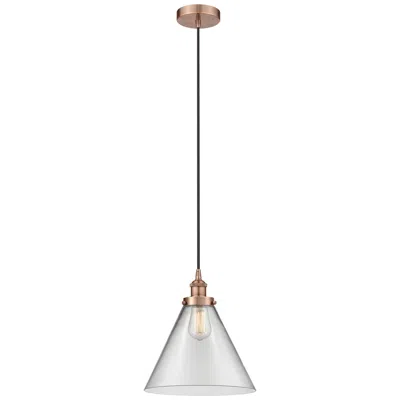Innovations Lighting Cone 12" Led Mini Pendant - Antique Copper - Clear Shade