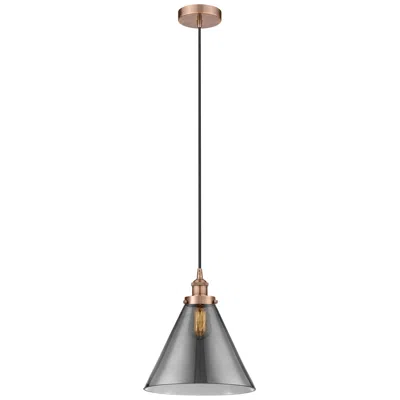 Innovations Lighting Cone 12" Led Mini Pendant - Antique Copper - Plated Smoke Shade