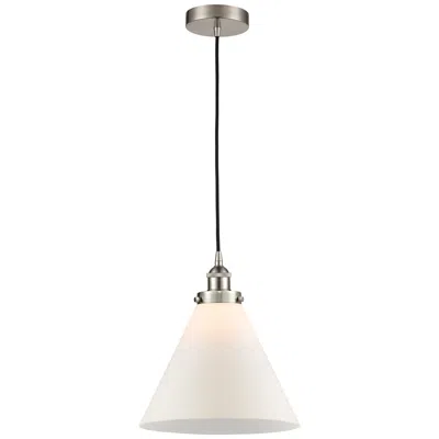 Innovations Lighting Cone 12" Led Mini Pendant - Brushed Satin Nickel - Matte White Shade