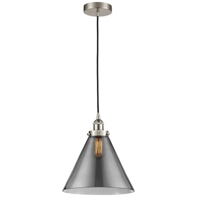 Innovations Lighting Cone 12" Led Mini Pendant - Brushed Satin Nickel - Plated Smoke Shade