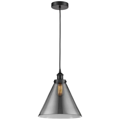 Innovations Lighting Cone 12" Led Mini Pendant - Matte Black - Plated Smoke Shade