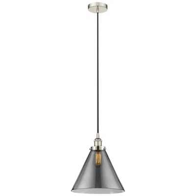 Innovations Lighting Cone 12" Led Mini Pendant - Polished Nickel - Plated Smoke Shade