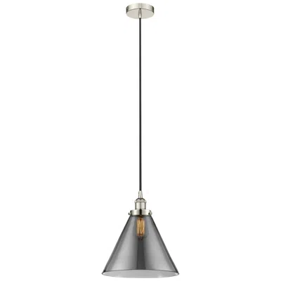 Innovations Lighting Cone 12" Polished Nickel Mini Pendant W/ Plated Smoke Shade