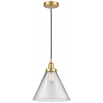 Innovations Lighting Cone 12" Satin Gold Mini Pendant W/ Clear Shade