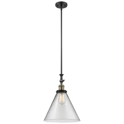 Innovations Lighting Cone 12" Wide Black Brass Stem Hung Tiltable Mini Pendant W/ Clear Sha