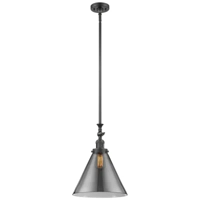 Innovations Lighting Cone 12" Wide Bronze Stem Hung Tiltable Mini Pendant W/ Plated Smoke S