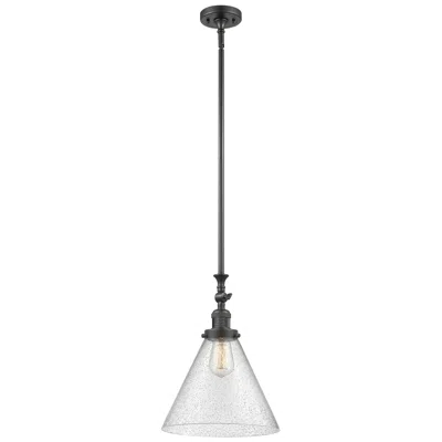 Innovations Lighting Cone 12" Wide Bronze Stem Hung Tiltable Mini Pendant W/ Seedy Shade