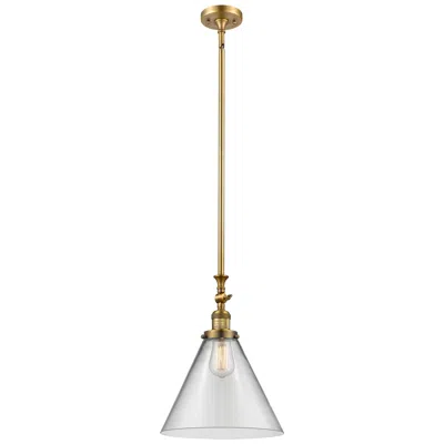 Innovations Lighting Cone 12" Wide Brushed Brass Stem Hung Tiltable Mini Pendant W/ Clear S