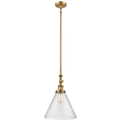 Innovations Lighting Cone 12" Wide Brushed Brass Stem Hung Tiltable Mini Pendant W/ Seedy S