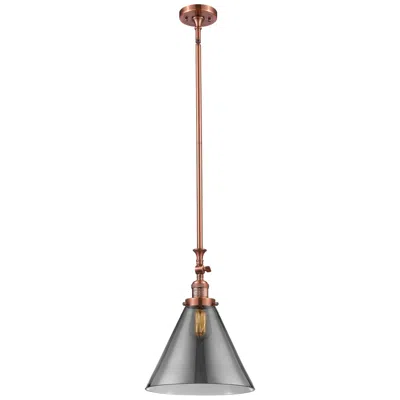 Innovations Lighting Cone 12" Wide Copper Stem Hung Tiltable Mini Pendant W/ Plated Smoke S