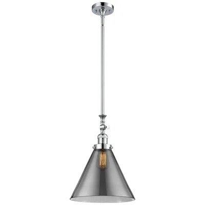 Innovations Lighting Cone 12" Wide Polished Chrome Stem Hung Mini Pendant W/ Plated Smoke S
