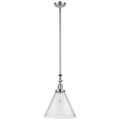 Innovations Lighting Cone 12" Wide Polished Chrome Stem Hung Mini Pendant W/ Seedy Shade