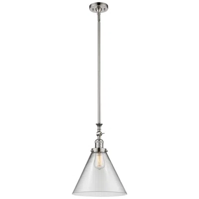 Innovations Lighting Cone 12" Wide Polished Nickel Stem Hung Mini Pendant W/ Clear Shade