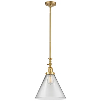 Innovations Lighting Cone 12" Wide Satin Gold Stem Hung Tiltable Mini Pendant W/ Clear Shad