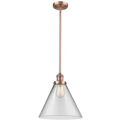 Innovations Lighting Cone 12"w Antique Copper Led Mini Pendant With Clear Glass