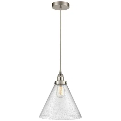 Innovations Lighting Cone 12"w Brushed Satin Nickel Mini Pendant With Seedy Shade
