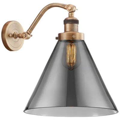 Innovations Lighting Cone 14" High Brushed Brass Sconce W/ Plated Smoke Shade