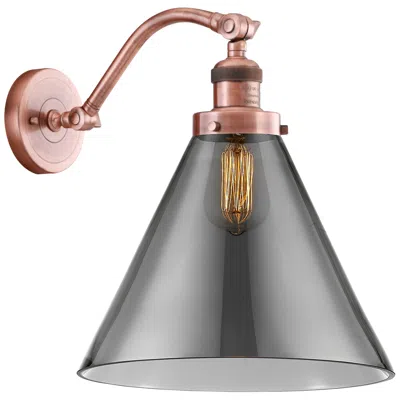 Innovations Lighting Cone 14" High Copper Sconce W/ Plated Smoke Shade
