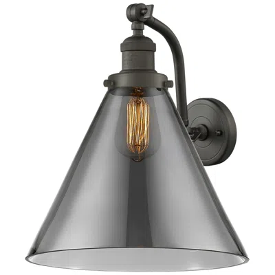 Innovations Lighting Cone 14" High Oil Rubbed Bronze Sconce W/ Plated Smoke Shade