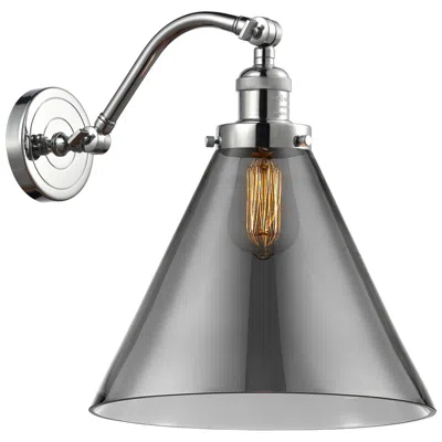 Innovations Lighting Cone 14" High Polished Chrome Sconce W/ Plated Smoke Shade