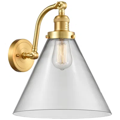 Innovations Lighting Cone 14" High Satin Gold Sconce W/ Clear Shade