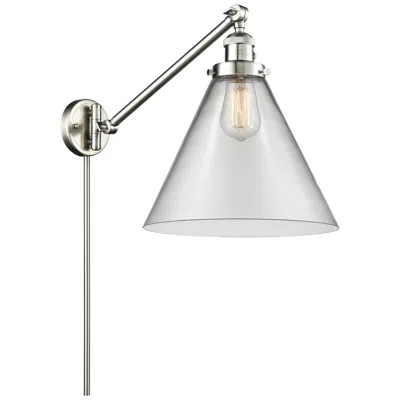Innovations Lighting Cone 16" High Brushed Satin Nickel Swing Arm W/ Clear Shade