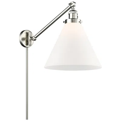 Innovations Lighting Cone 16" High Brushed Satin Nickel Swing Arm W/ Matte White Shade