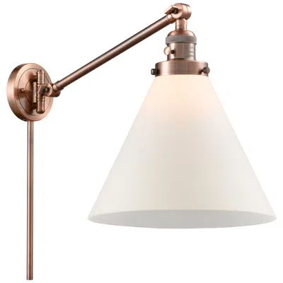 Innovations Lighting Cone 16" High Copper Swing Arm W/ Matte White Shade